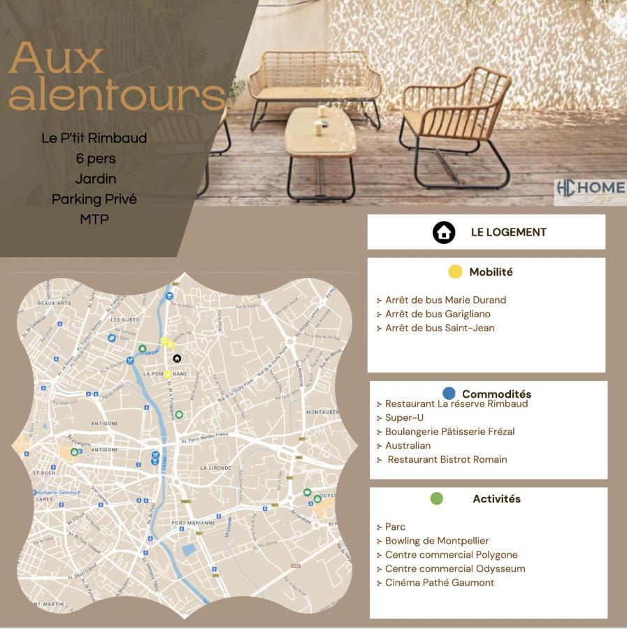 Le P'Tit Rimbaud, 6 Pers, Parking Prive, Jardin,Wifi Apartamento Montpellier Exterior foto